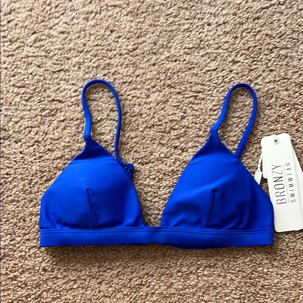 Bronzy Swimwear Blue Bikini Top, sz 6